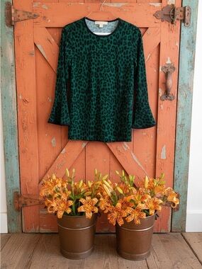 Michael Kors, green leopard print top